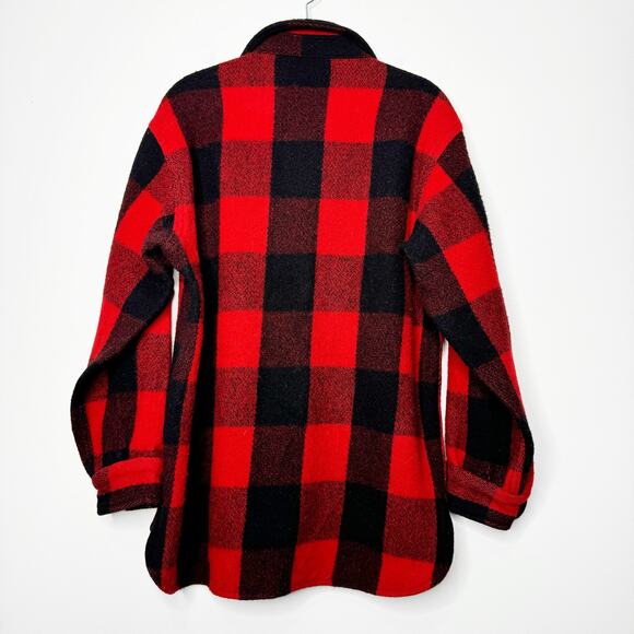 Vtg 60s Woolrich Buffalo Plaid Wool Jacket Shirt Red Black USA Small Shacket - Picture 6 of 7